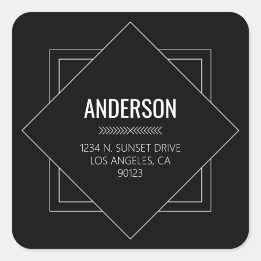 Modern Black & White Geometric スクエアシール (正面)