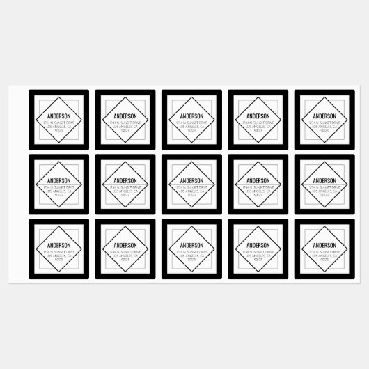 Modern Black & White Geometric  ラベル (シート)