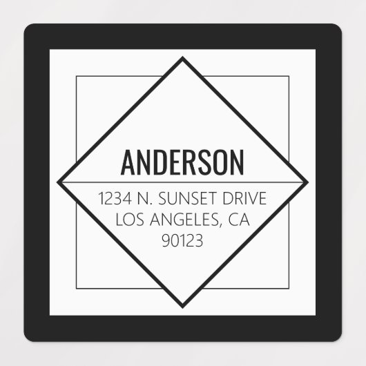 Modern Black & White Geometric  ラベル (デザイン2)