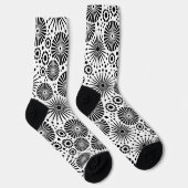 Modern Black White Geometric Flowers Starburst  ソックス (右)