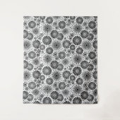 Modern Black White Geometric Flowers Starburst  タペストリー (正面)
