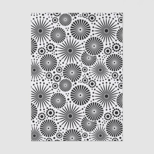 Modern Black White Geometric Flowers Starburst  薄葉紙 (正面)