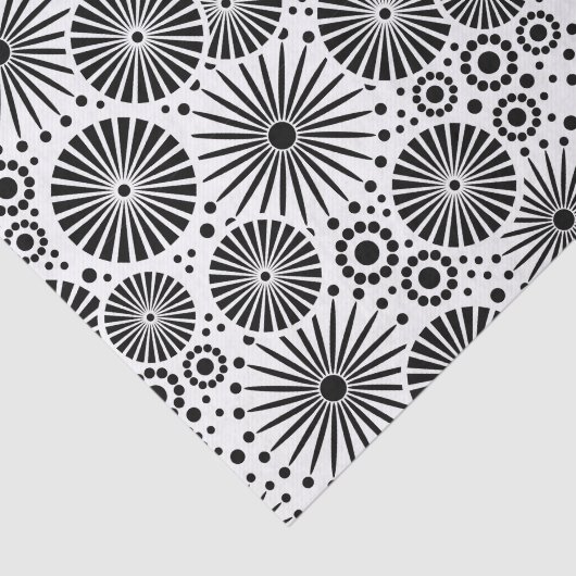 Modern Black White Geometric Flowers Starburst 薄葉紙 (詳細)
