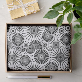 Modern Black White Geometric Flowers Starburst  薄葉紙