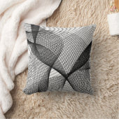 Modern Black White Geometric Line Art Throw Pillow クッション (ブランケット)