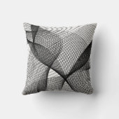 Modern Black White Geometric Line Art Throw Pillow クッション (裏面)