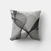 Modern Black White Geometric Line Art Throw Pillow クッション (正面)