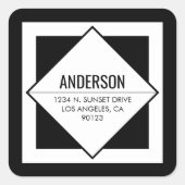 Modern Black & White Geometric Return Address  スクエアシール (正面)