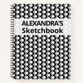 Modern Black White Geometric Sketchbook ノートブック (正面)