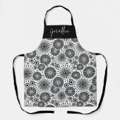 Modern black white geometric starburst Name  エプロン (正面)