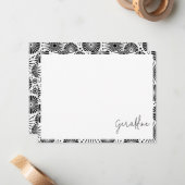 Modern black white geometric starburst Name  ノートカード (正面/裏面インサイチュ)