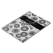 Modern black white geometric starburst Name  ノートブック (左側)