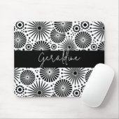 Modern black white geometric starburst Name  マウスパッド (マウス)