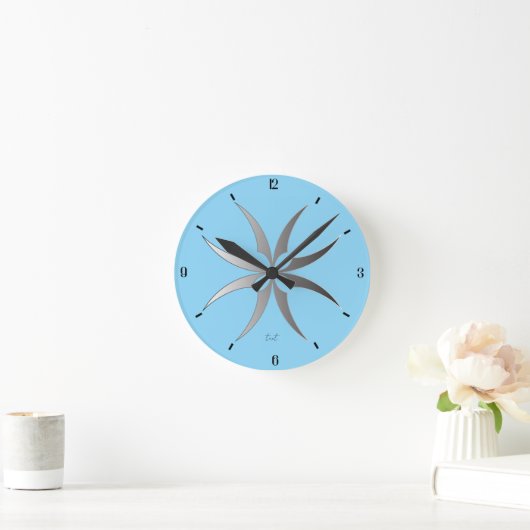 Modern Black & White Geometric Tech Wall Clock ラウンド壁時計 (ホーム)