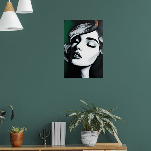 Modern Black & White Glam Poster ポスター (リビング1)