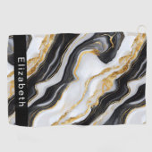 Modern Black White Gold Marble Personalized ゴルフタオル (横)