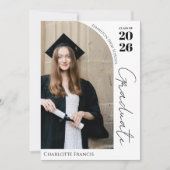 Modern Black & White Graduation Announcement/Party 招待状 (正面)