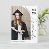 Modern Black & White Graduation Announcement/Party 招待状 (スタンド正面)