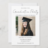 Modern Black & White Graduation Announcement/Party 招待状 (裏面)
