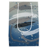 Modern Black, White & Gray Brushstroke Thankyou ミディアムペーパーバッグ (裏面)