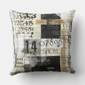 Modern Black & White Grunge Typography クッション (裏面)