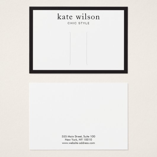 Modern Black White Hair Clip Display Card (正面&裏面)