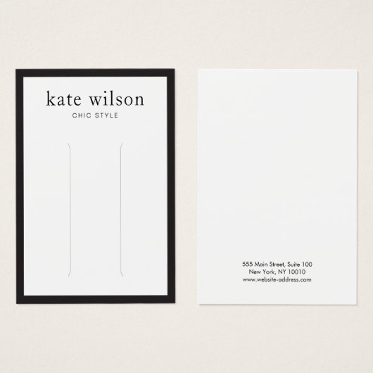 Modern Black White Hair Clip Display Card (正面&裏面)
