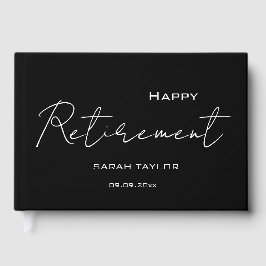 Modern Black White Happy Retirement Personalized  ゲストブック