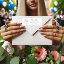 Modern Black white line art Graduate Return Adress ラベル