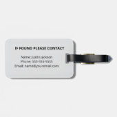 Modern Black White Luggage Tag Custom Name ラゲッジタグ (裏面横)