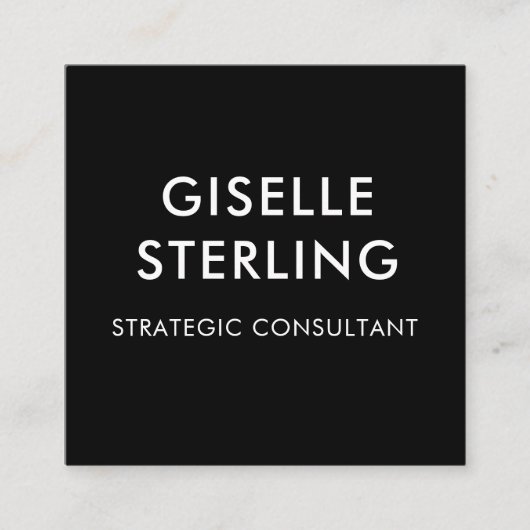 Modern Black White Luxury Minimal Typography スクエア名刺 (正面)