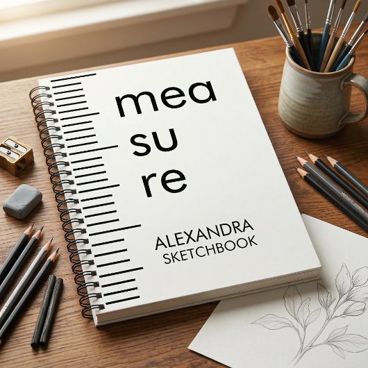 Modern Black White Measure Typography Sketchbook ノートブック