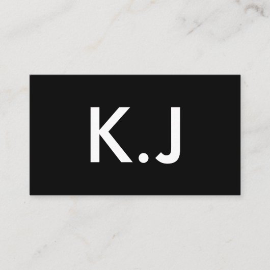 Modern Black White Minimalist QR Code Monogram 名刺 (正面)