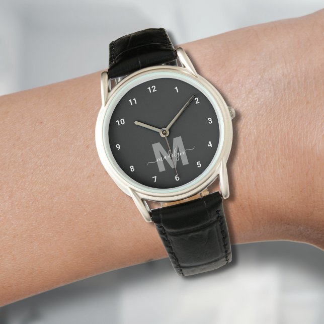 Modern Black White Monogram 腕時計 (Modern Black White Monogram Watch)