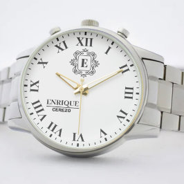 Modern Black & White Monogram Gift Idea 腕時計