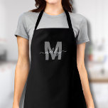 Modern Black White Monogram Initial Name エプロン<br><div class="desc">Personalized Custom Create Your Own Modern Black White Initial Name Monogram Apron. This stylish and versatile apron is perfect for anyone who wants to add a personalized touch to their work attire. Whether you're a home chef creating culinary masterpieces in the kitchen, a hair stylist looking for a chic yet...</div>