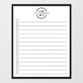 Modern Black White Monogram Name To Do List ウィンドウサイン (シート)