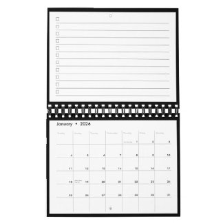 Modern Black White Monogram Name To Do List カレンダー