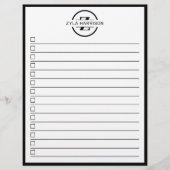 Modern Black White Monogram Name To Do List チラシ (正面)