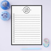 Modern Black White Monogram Name To Do List チラシ (シングル)