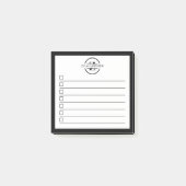 Modern Black White Monogram Name To Do List ポストイット (正面)