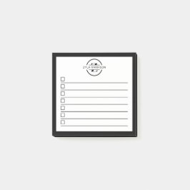 Modern Black White Monogram Name To Do List ポストイット