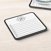 Modern Black White Monogram Name To Do Whiteboard コースター (左側)