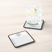 Modern Black White Monogram Name To Do Whiteboard コースター (右側)