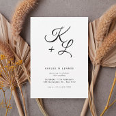 Modern Black & White Monogram Wedding Invitation 招待状