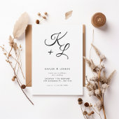 Modern Black & White Monogram Wedding Invitation 招待状