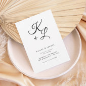 Modern Black & White Monogram Wedding Invitation 招待状