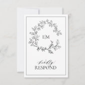Modern Black White Monogram Wedding QR Code RSVP  (正面)