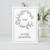 Modern Black White Monogram Wedding QR Code RSVP  (スタンド正面)