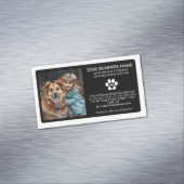 Modern Black White Pet Sitting custom Photo マグネット名刺 (インサイチュ)
